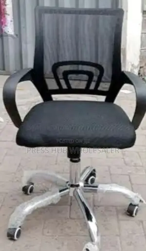 Black Mesh Secretarial Office Chair With a Chrome Base" 