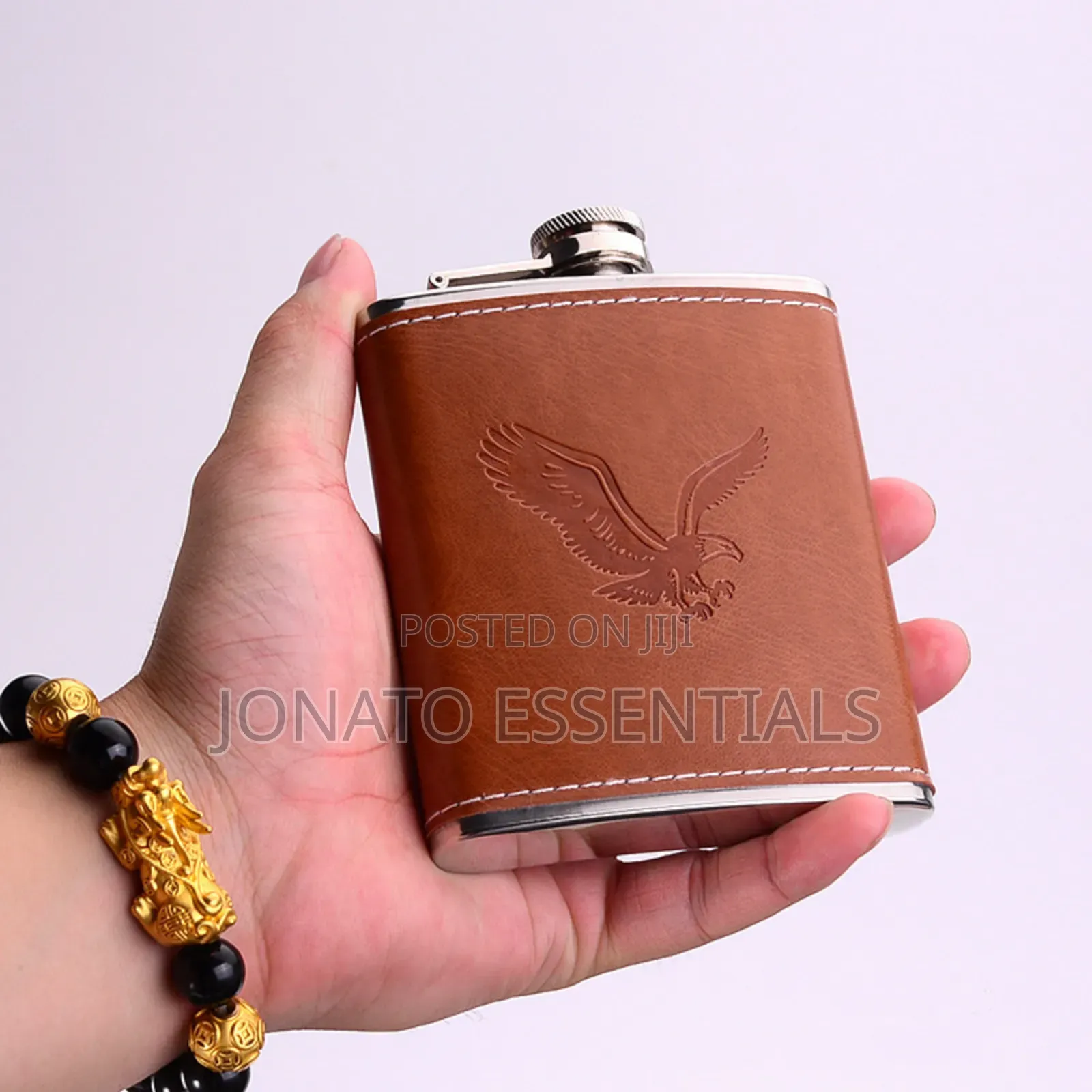 Whiskey Hip Flask Leather Set With Funnel And Tot Cups