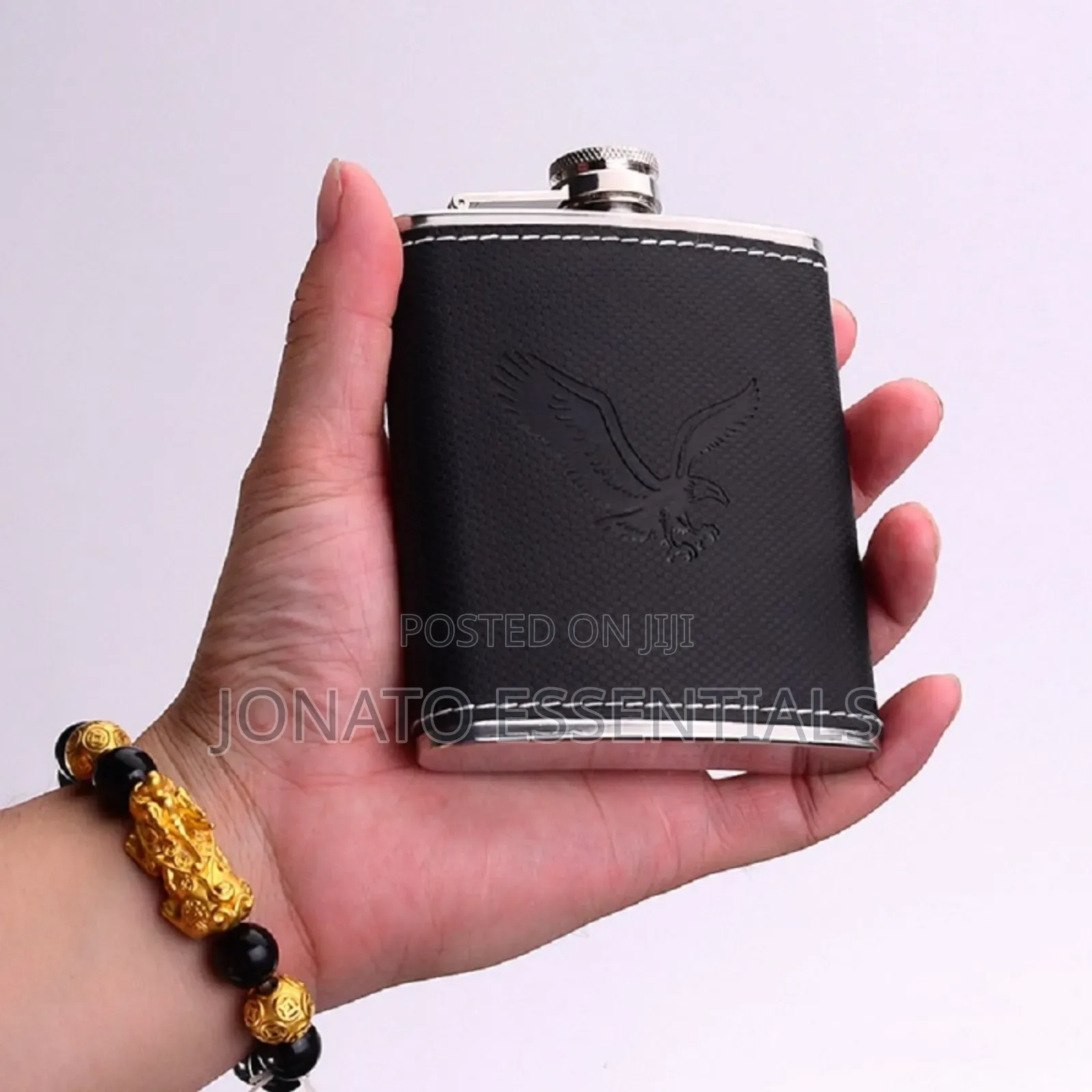 Whiskey Hip Flask Leather Set With Funnel And Tot Cups