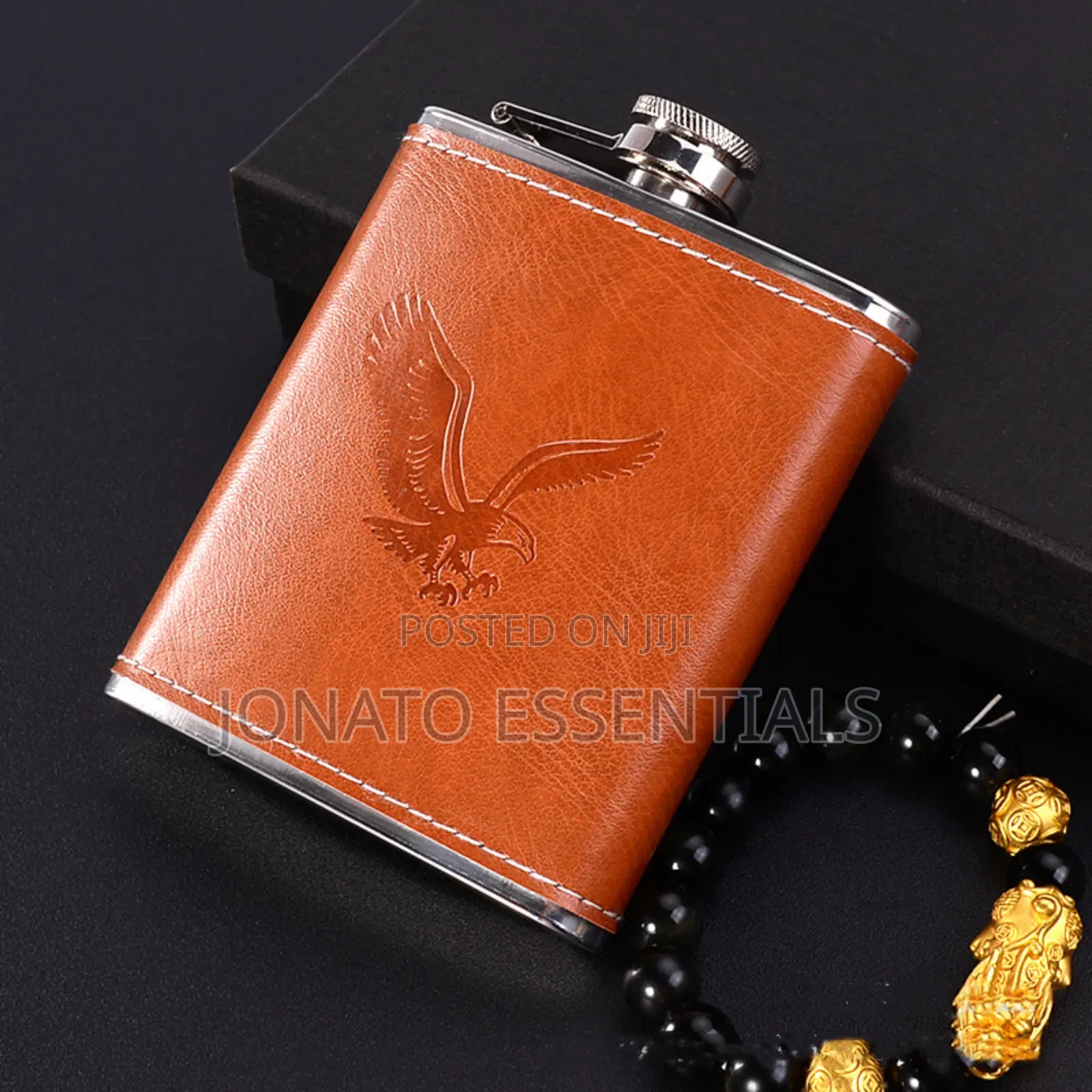 Whiskey Hip Flask Leather Set With Funnel And Tot Cups