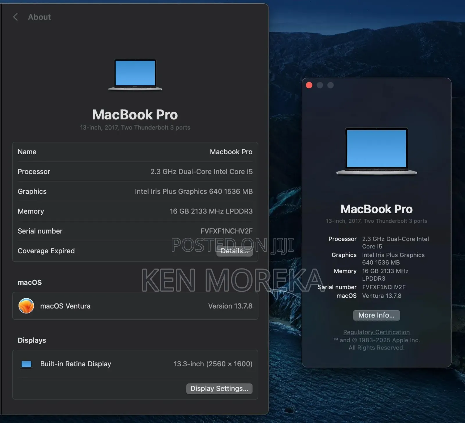 Laptop Apple MacBook Pro 2017 16GB Intel Core I5 SSD 256GB