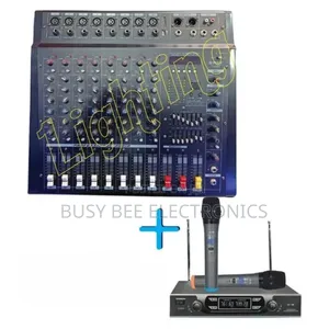 Powered Mixer 8 Channels + Wireless Microphone.