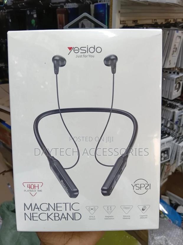Yesido Ysp21 Magnetic Neckband Bluetooth Earphone - Black - thumbnail 2