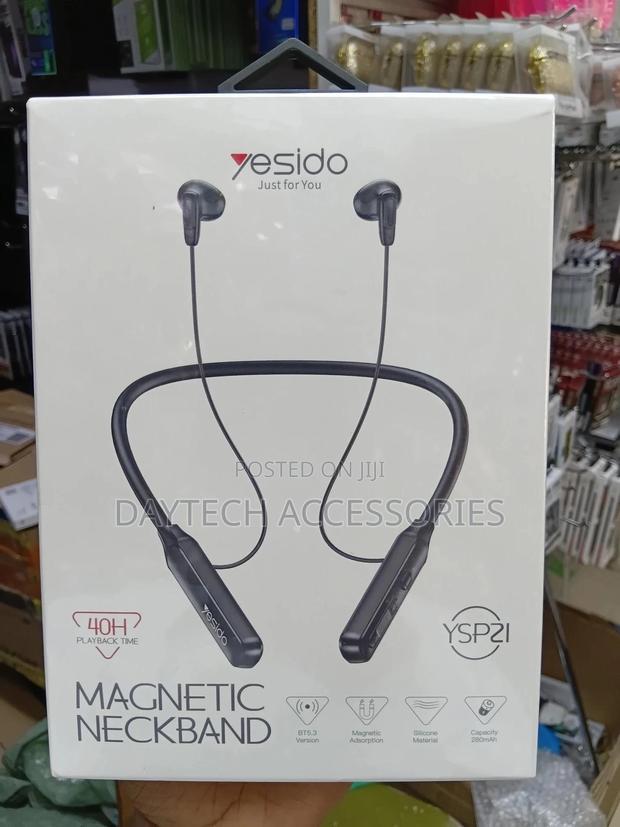 Yesido Ysp21 Magnetic Neckband Bluetooth Earphone - Black - thumbnail 3