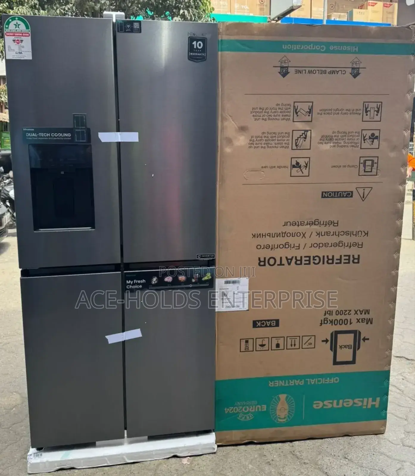 Hisense Fridge 470 Liters 4-Cross Door With Dispenser - 2yrs Warranty