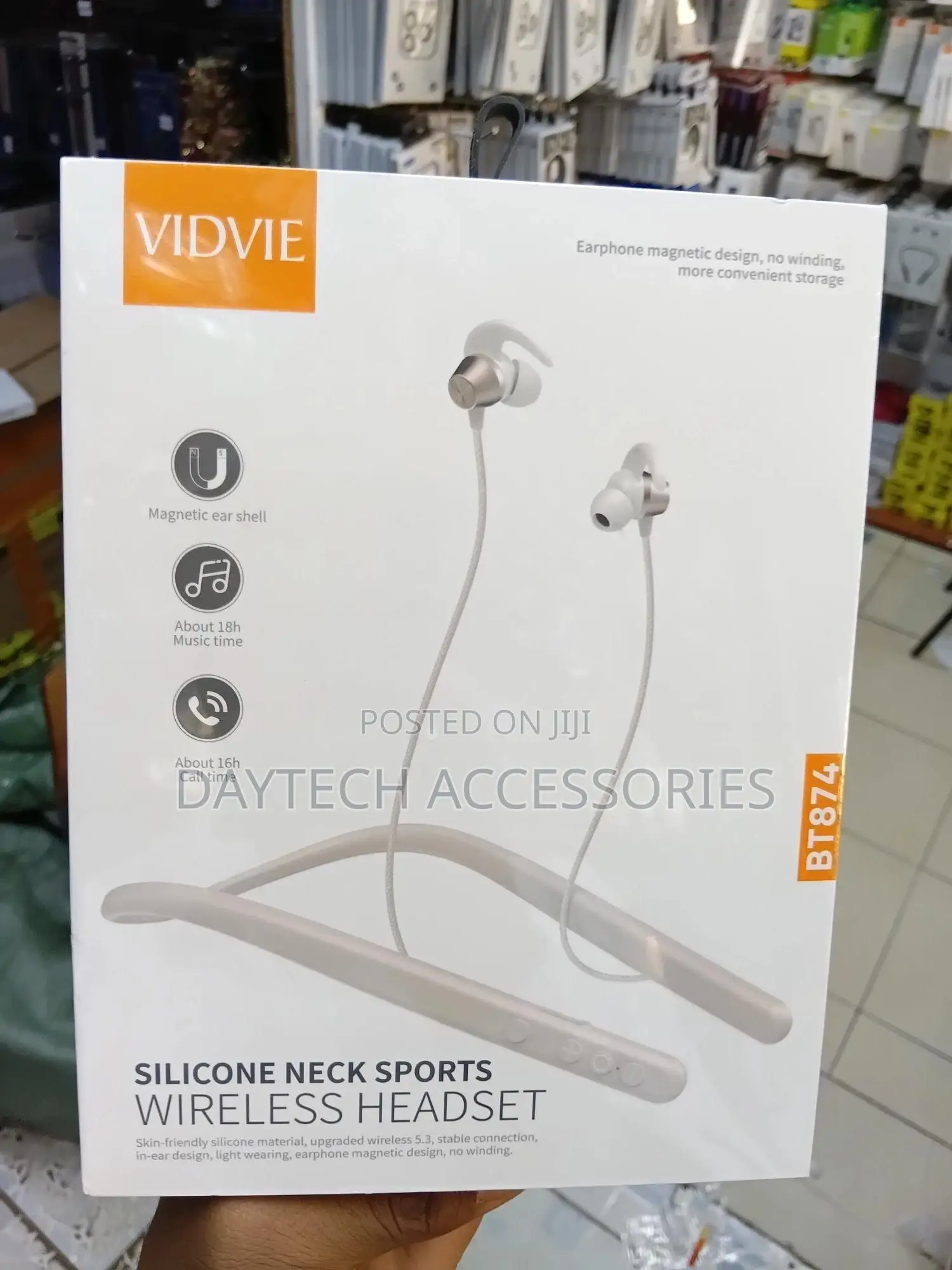 Vidvie Bt874 Silicone Neck Sports Wireless Hedaset - Black