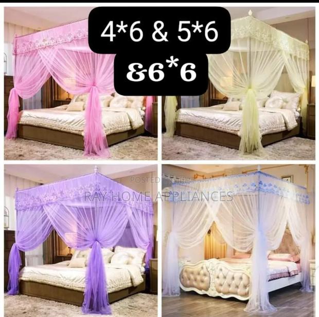 4 Stand Net Rail Mosquito Net Pink, Purple, Cream Sizes 4×6,5×6 $6×6