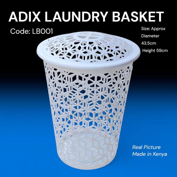 Adix Laundry Basket Lb001 | Large Ventilated Plastic Hamper - Bn - main view