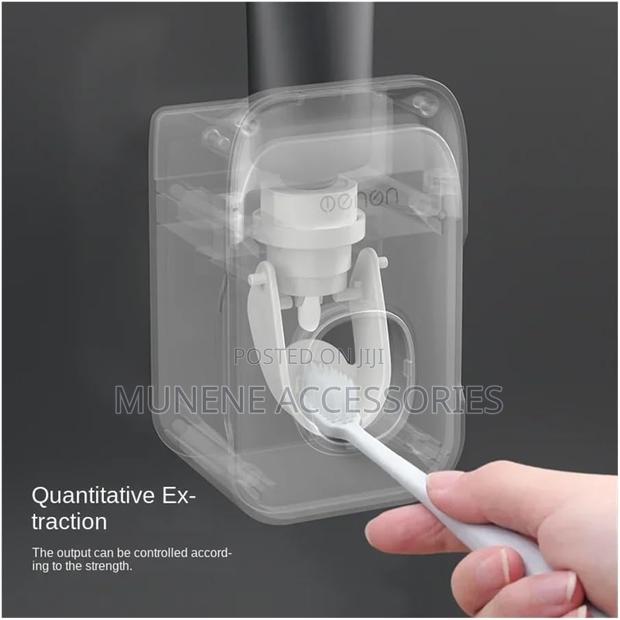 Automatic Toothpaste Dispenser Squeezer Toothbrush Holder Wall Mounted - thumbnail 4