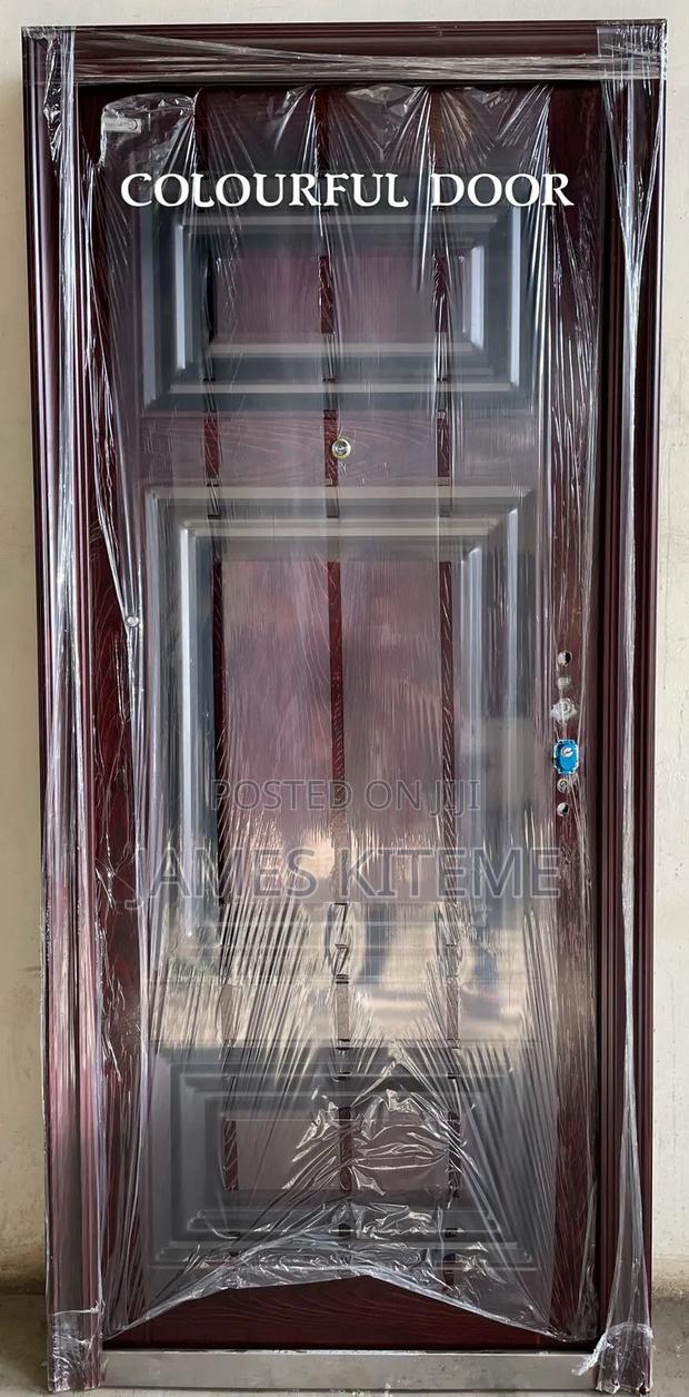 Single Security Steel Door With Box Pattern