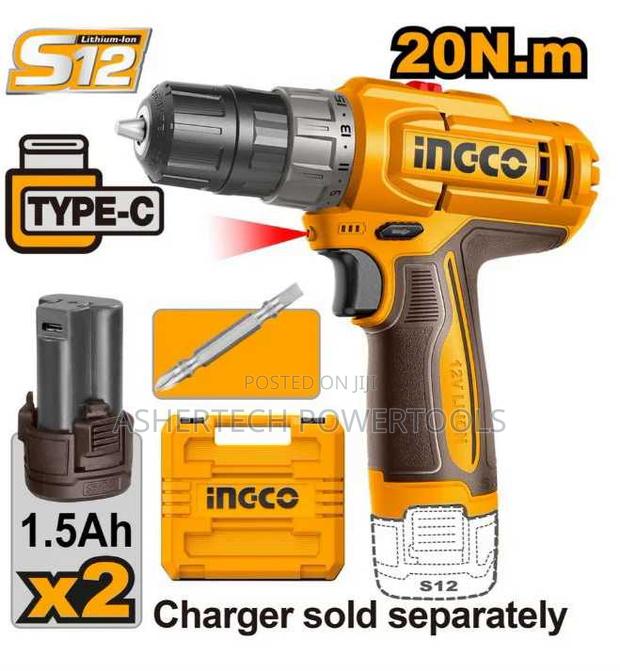Ingco Cdli12206 Cordless Drill 20nm 12v