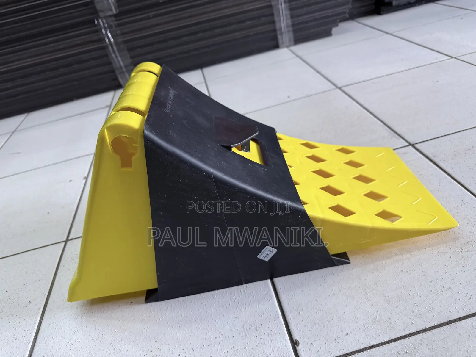 Truck Trailer Handled Straps Wheel Chock - Honeycombed Yellow