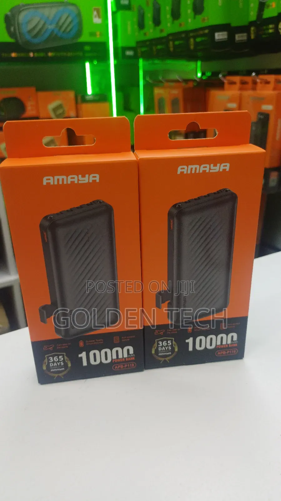 Amaya Apb-P119 10,000mah Power Bank With Built-in Charging Cables