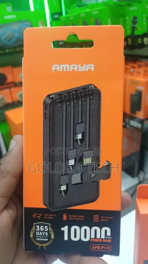 Amaya Apb-P119 10,000mah Power Bank With Built-in Charging Cables