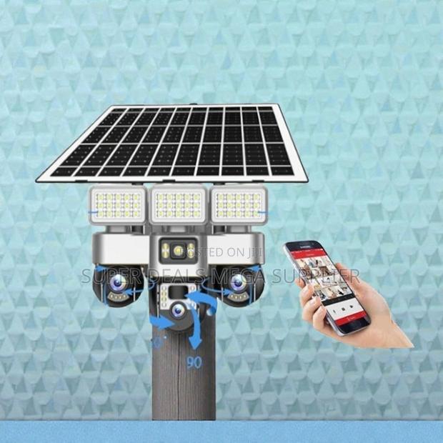 Low Cost 12mp 4g Multiple Lens Solar Camera With Solar Flood Light