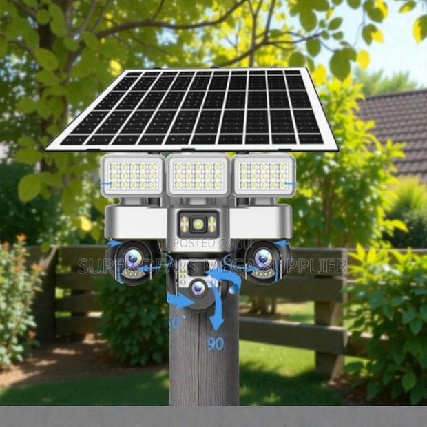 Easy Installation 4g Multiple Lens Solar Camera With Solar Flood Light
