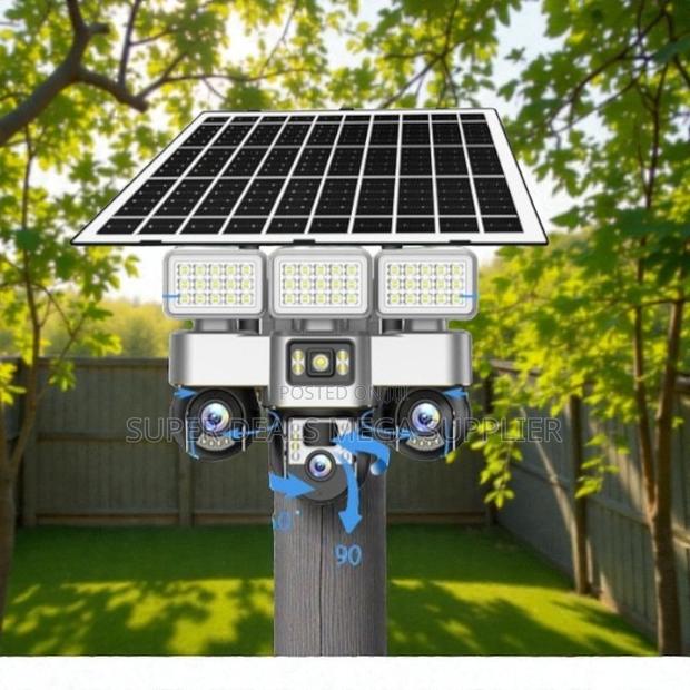 Remote Monitoring 4g Multiple Lens Solar Camera With Solar Flood Light