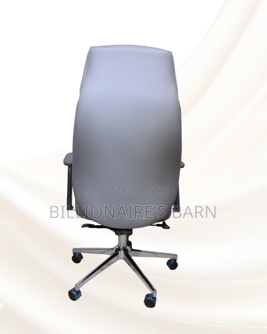 Grey High-Back Executive Leather Chair • Clean Look, Chrome Base