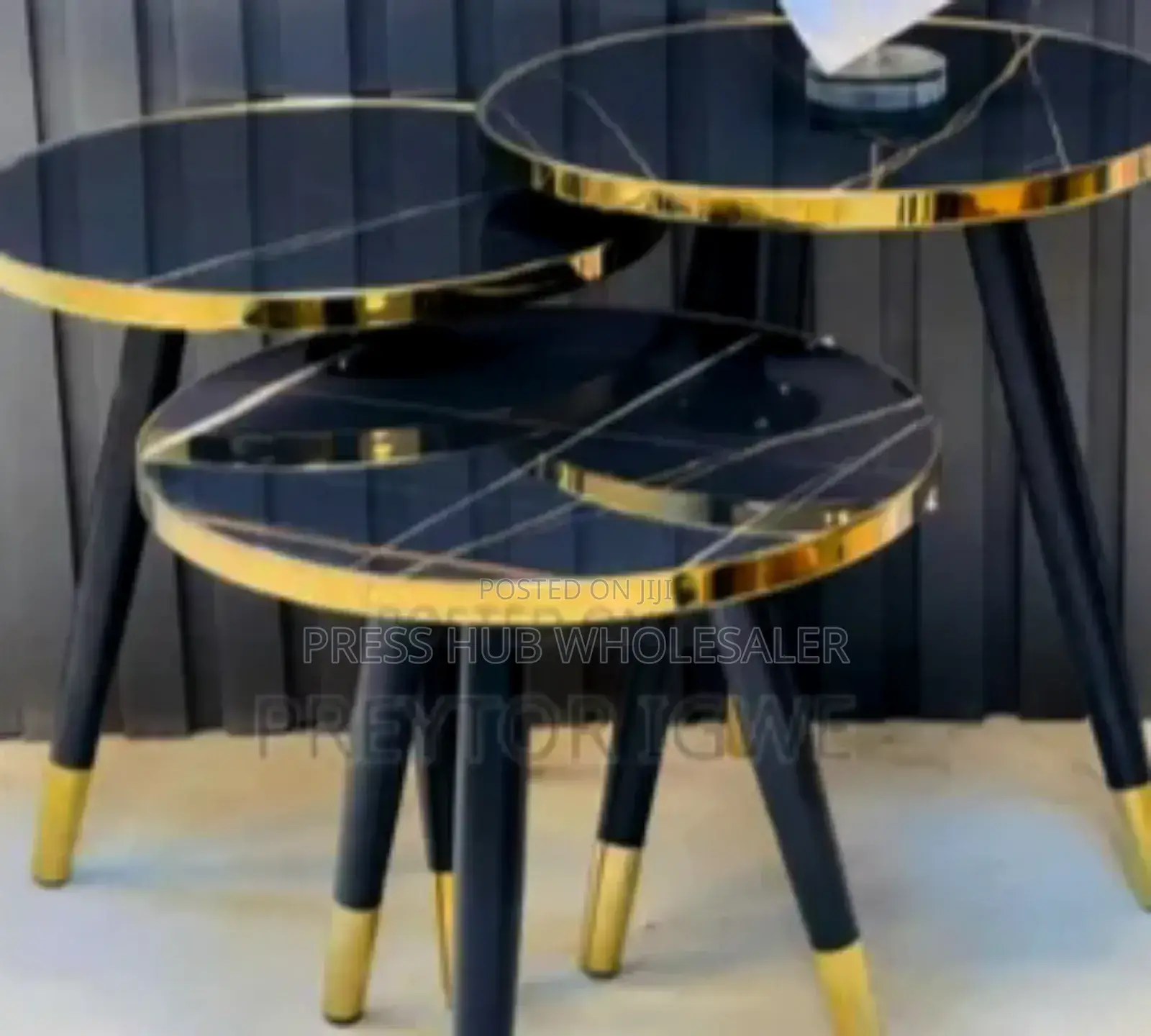 3-Piece Marble Top Nesting Side Tables With