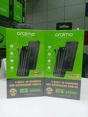 Oraimo Traveller Link 20 12w 20000mah Power Bank With Inbuilt Cable