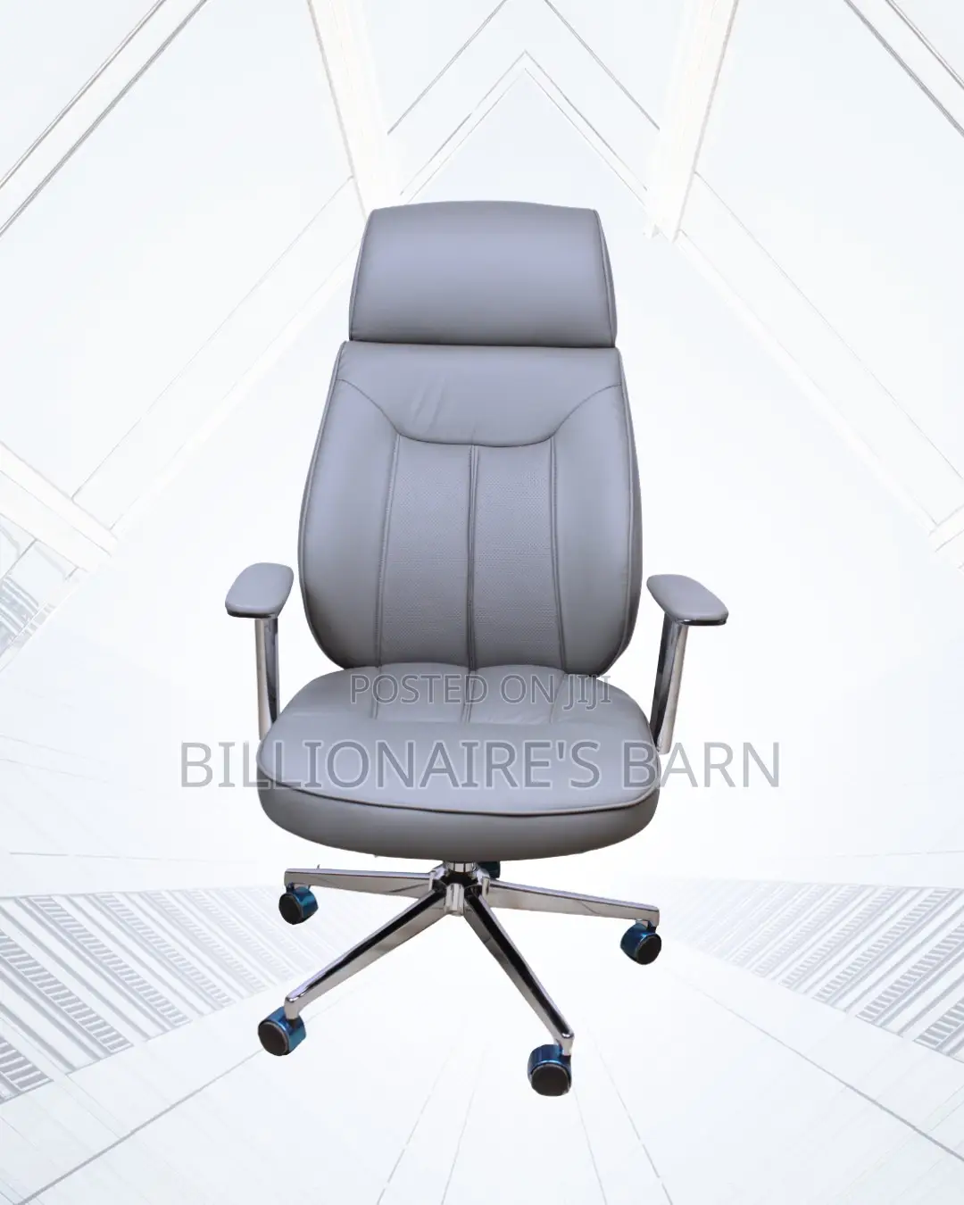 Executive Leather Chair for Offices — Neat Look, Strong Chrome Base