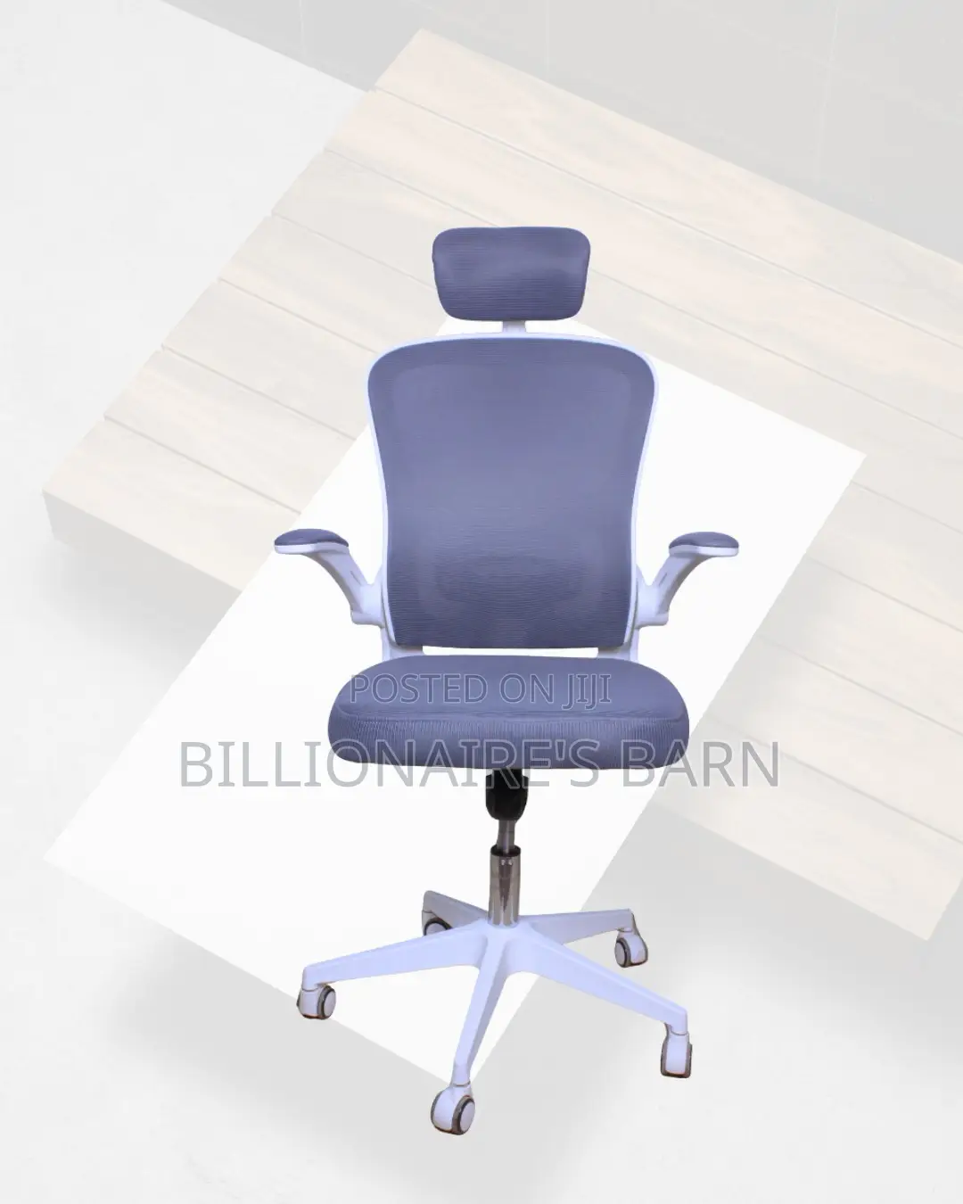 White Ergonomic Work Chair • Stable Base, Space-Saving Arms