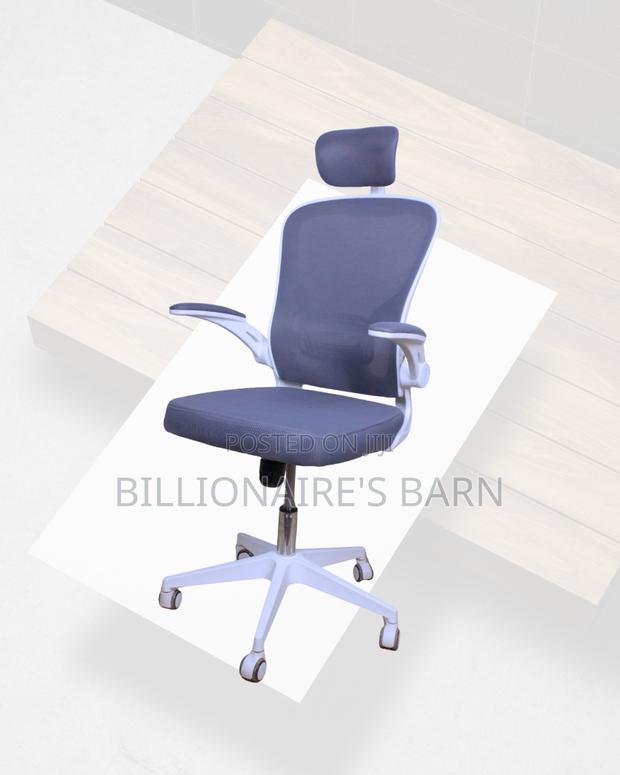 White Ergonomic Work Chair • Stable Base, Space-Saving Arms - thumbnail 3