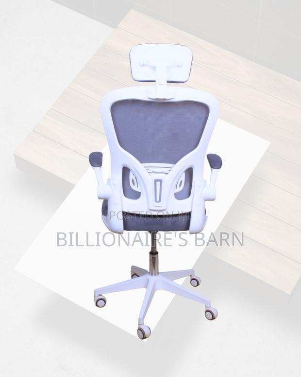 White Ergonomic Work Chair • Stable Base, Space-Saving Arms - thumbnail 4