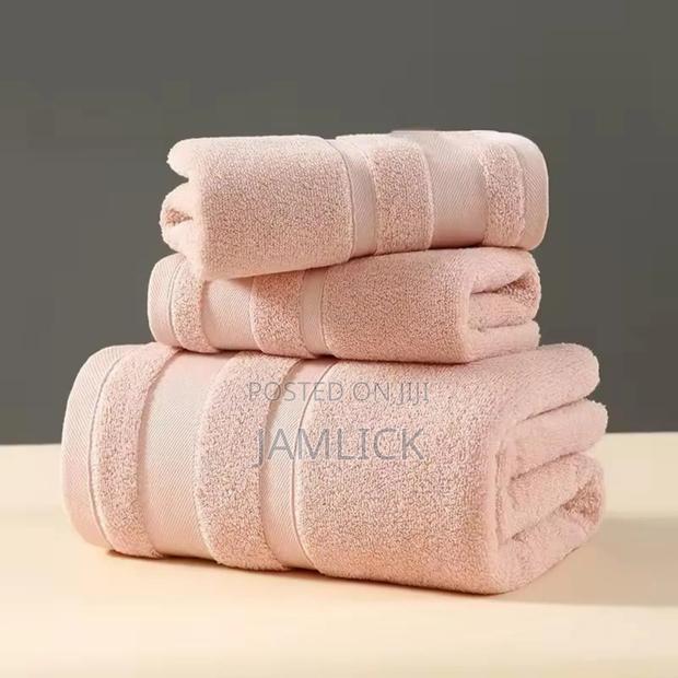 3pcs Cotton Bath Towel Set –Cr - thumbnail 2