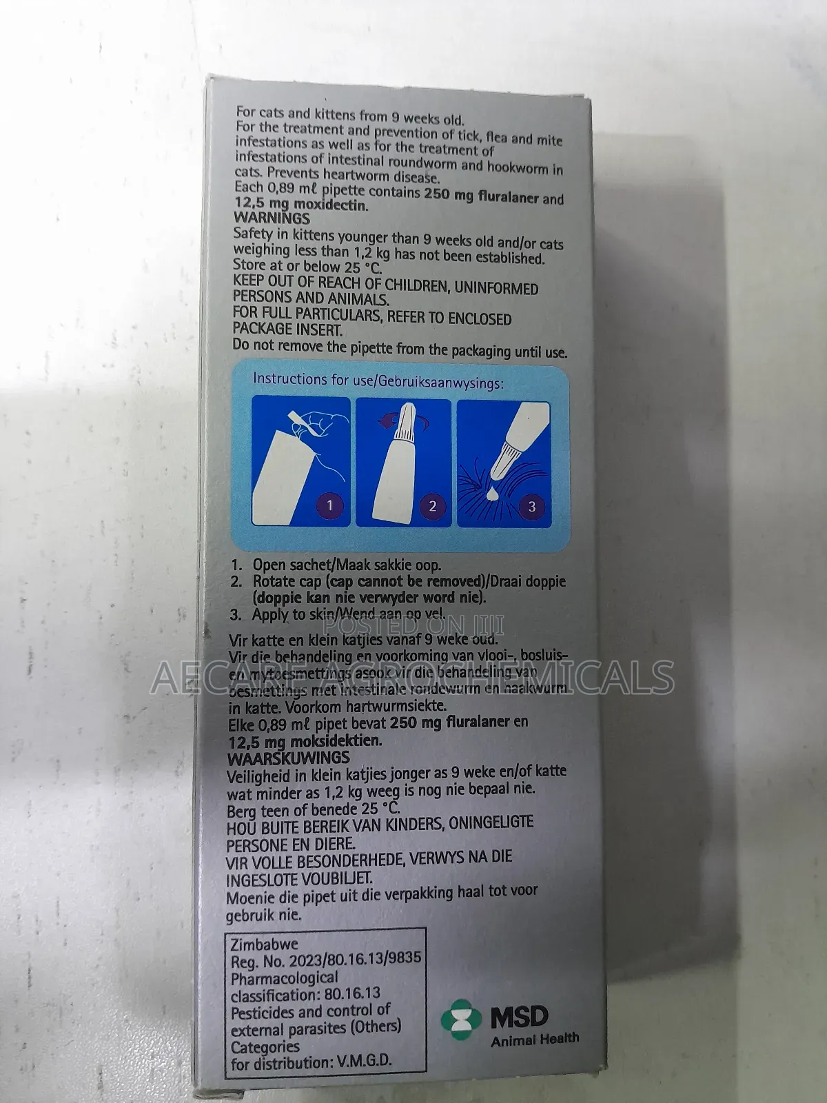 Bravecto Plus for Cat Flurancer 250mg >2.8 - 6.25 Kg