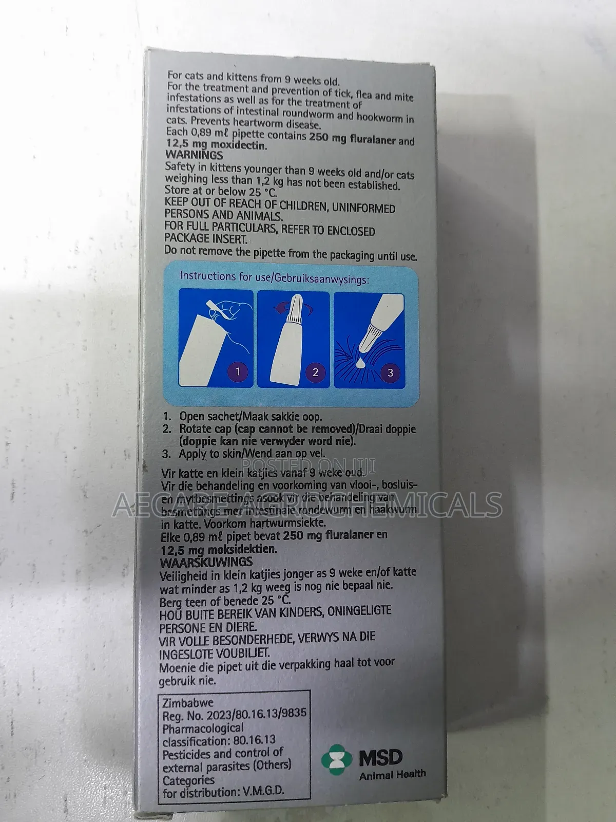 Bravecto Plus for Cat Flurancer 250mg >2.8 - 6.25 Kg