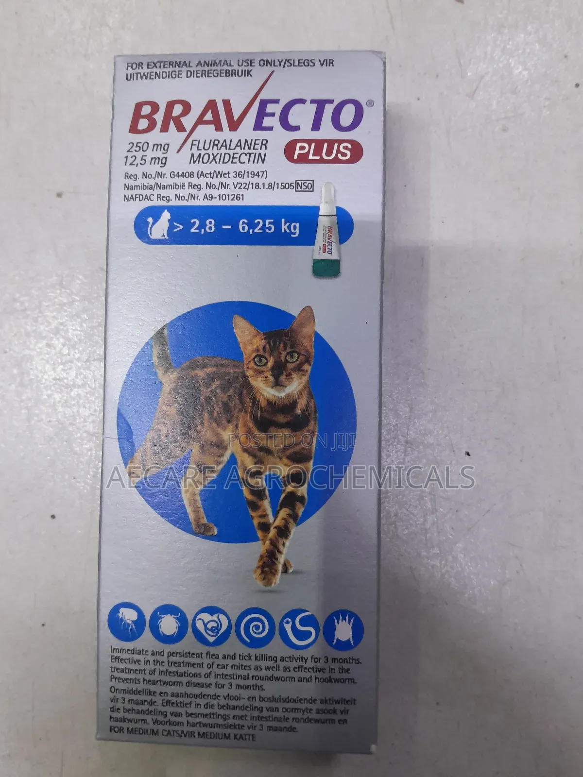 Bravecto Plus for Cat Flurancer 250mg >2.8 - 6.25 Kg