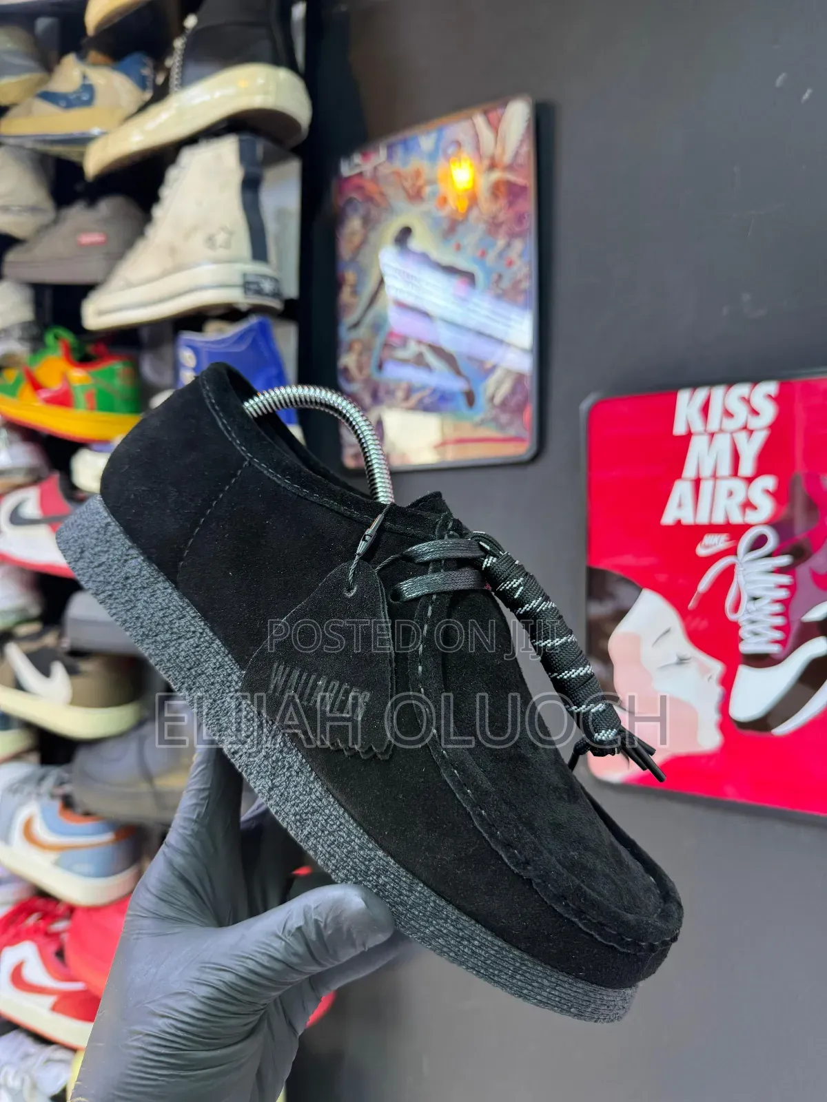 Black Suede Clarks Originals Wallabace.