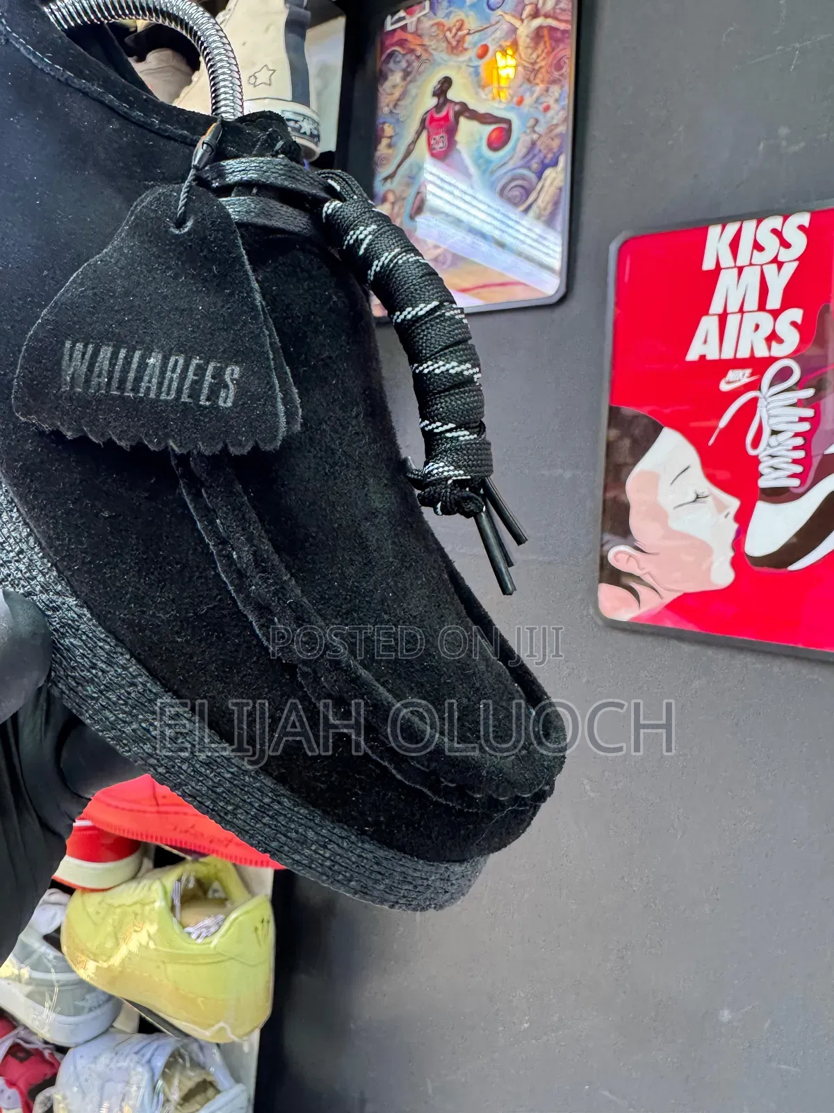 Black Suede Clarks Originals Wallabace.