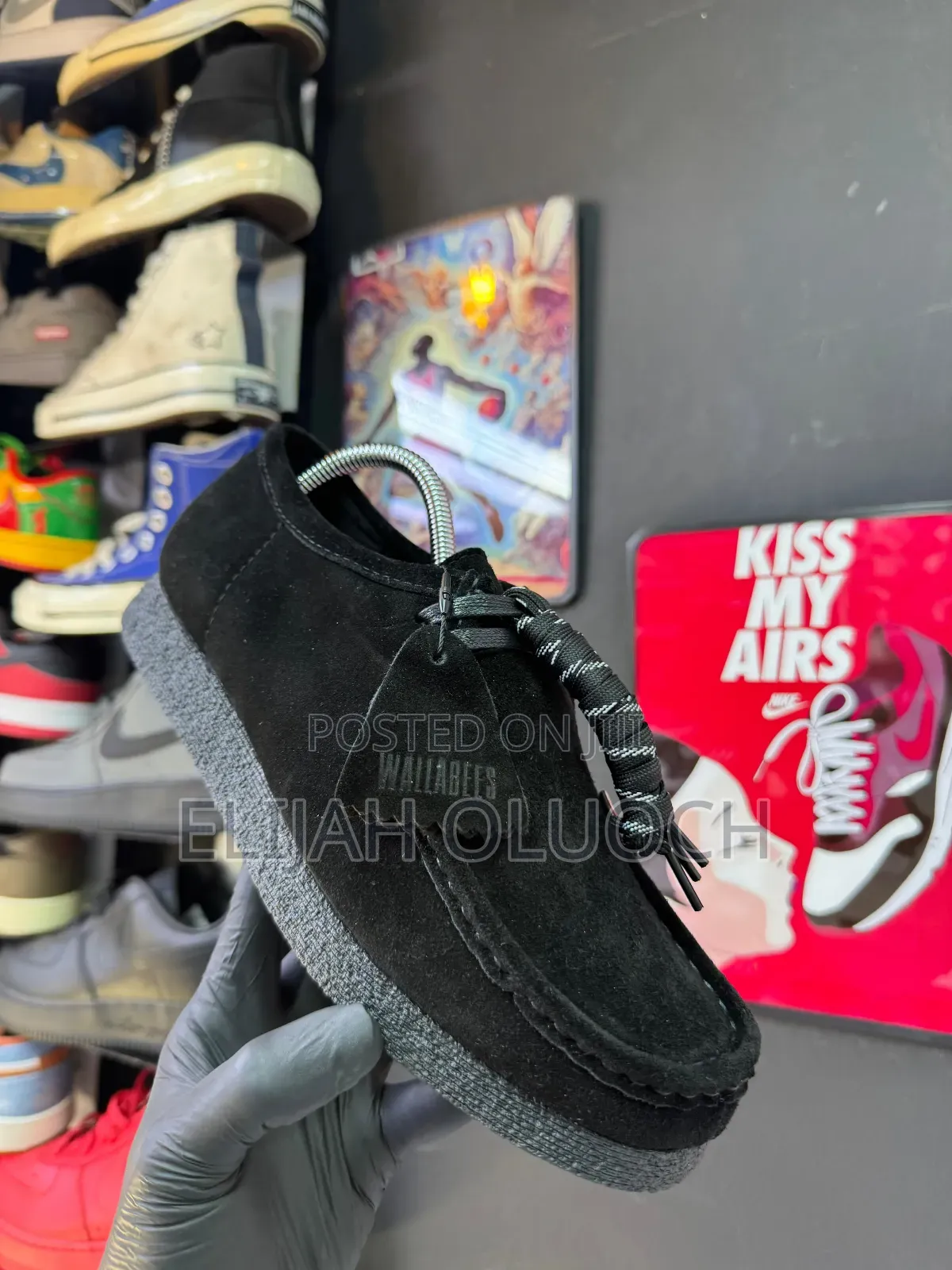 Black Suede Clarks Originals Wallabace.