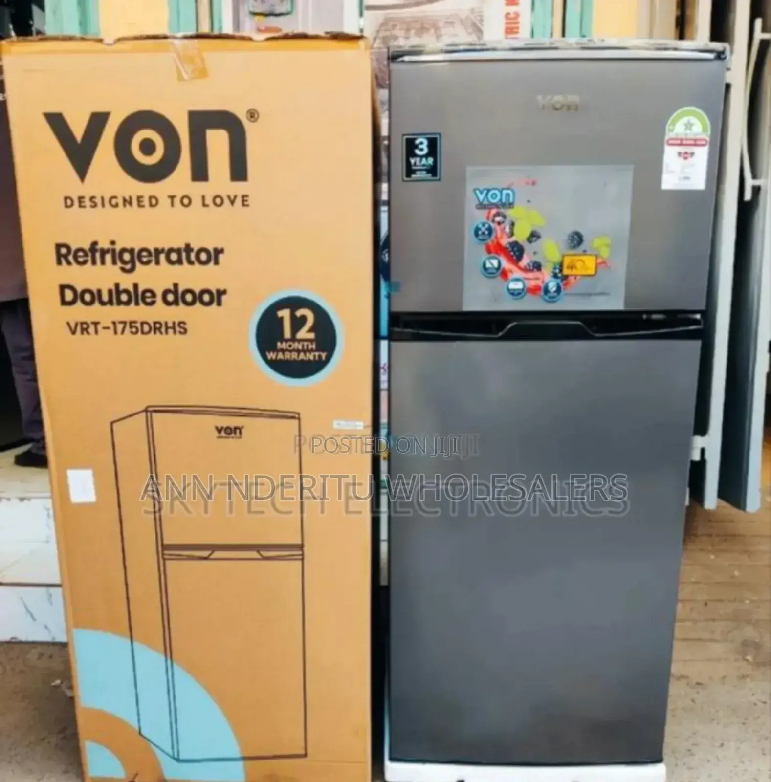Two Door Refrigerator - Von 175l Fridge. Direct