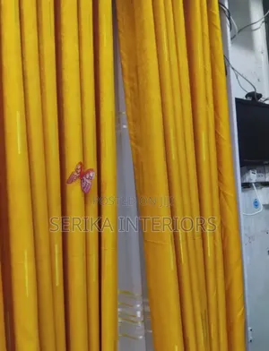 Golden Yellow Curtains Curtains Environmental Friendly Dust Treated