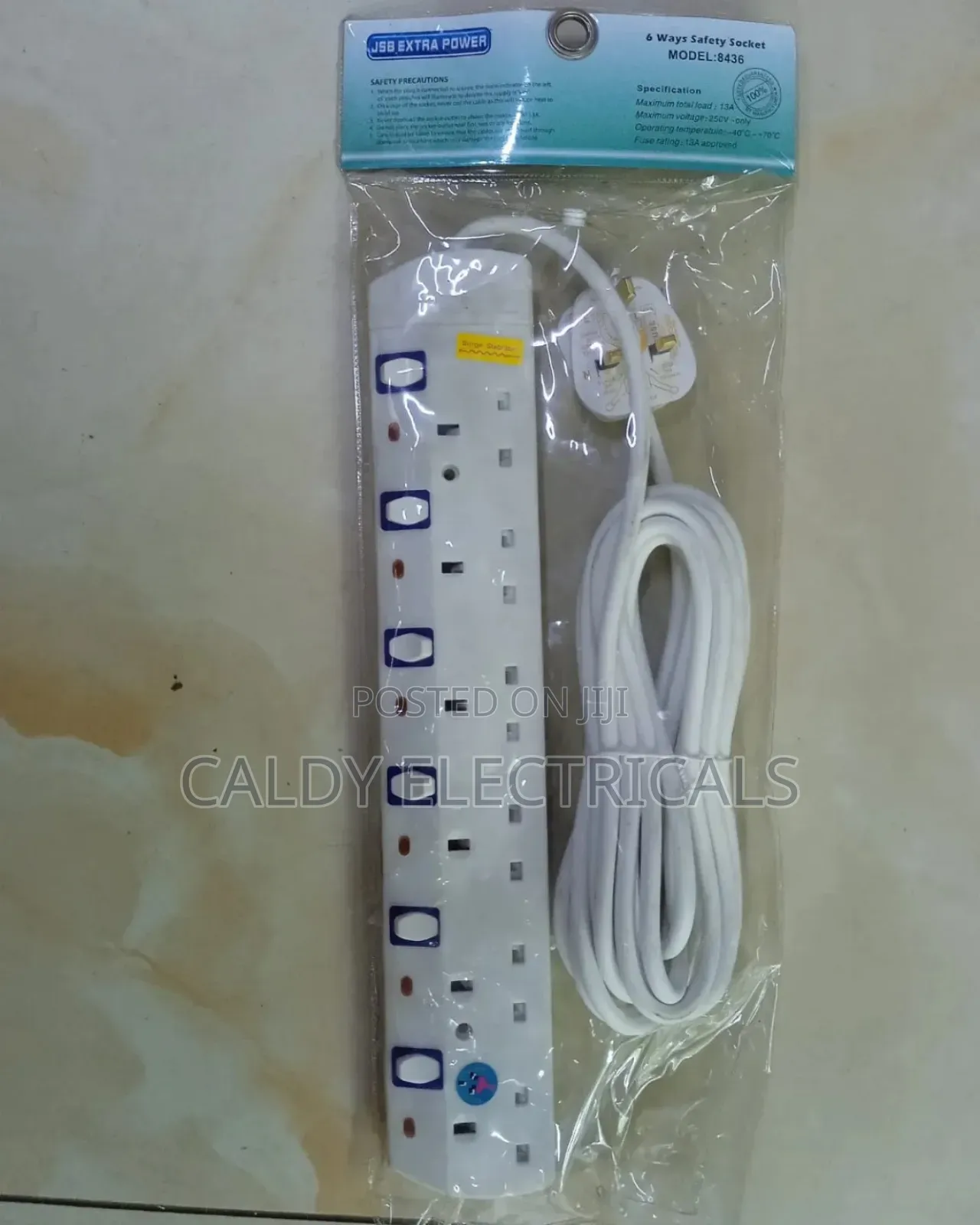 JSB 6-Way With Surge Stabilizer 10mtrs Extension Cable Jk8