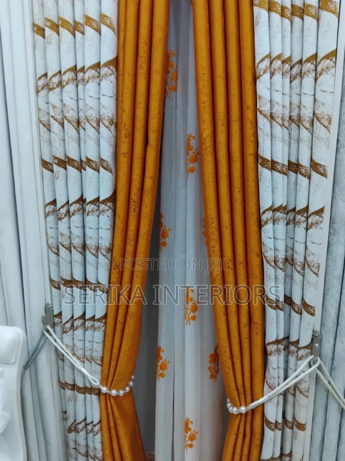 Orange Combination Curtains Curtains Environmental Friendly