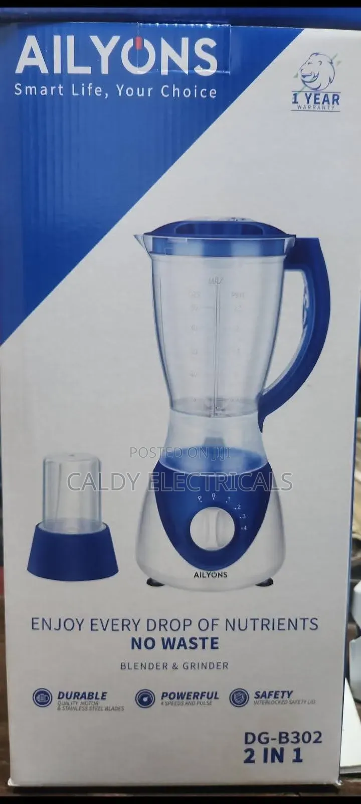 Ailyons 2-in-1 Blender With a Grinder