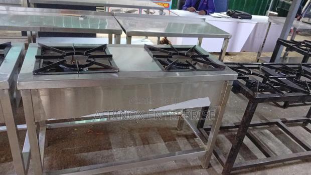 Gas Stove, Two Burner Stainless Steel Cooker - main view