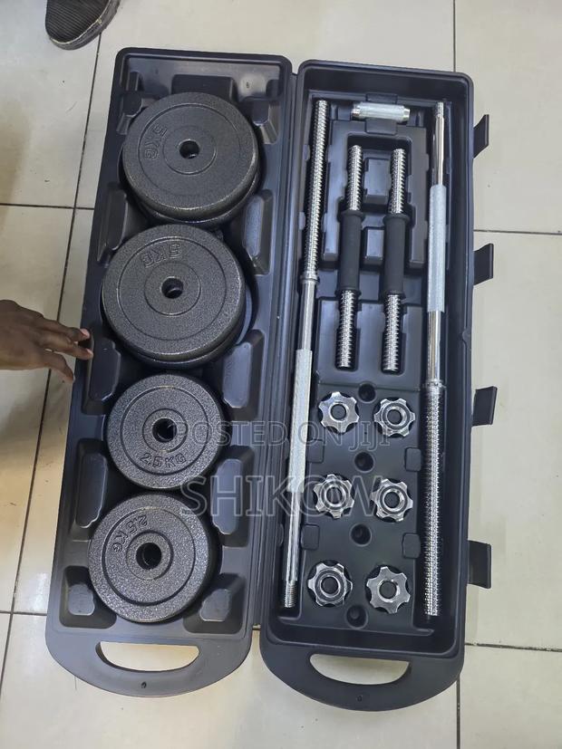 50kgs Dumbells Weight and Barbells With Chrome Bar