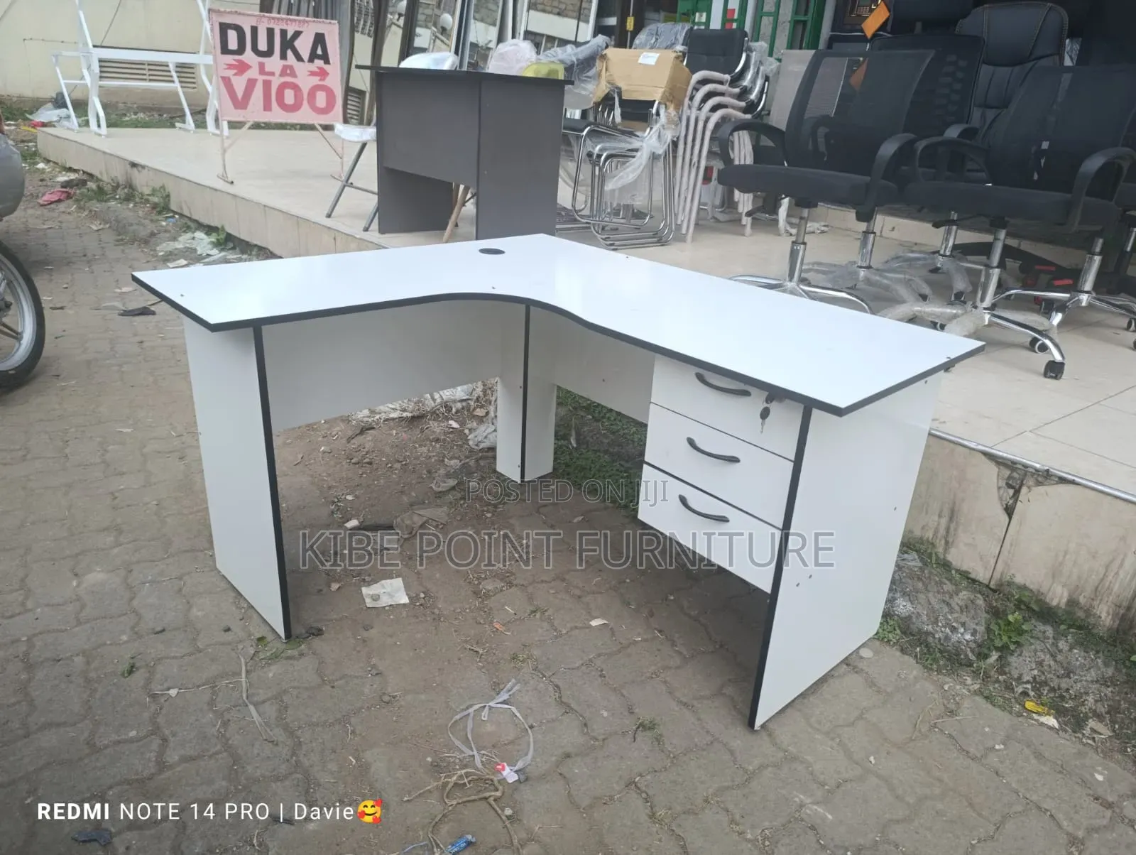 White L Shape Desk Available