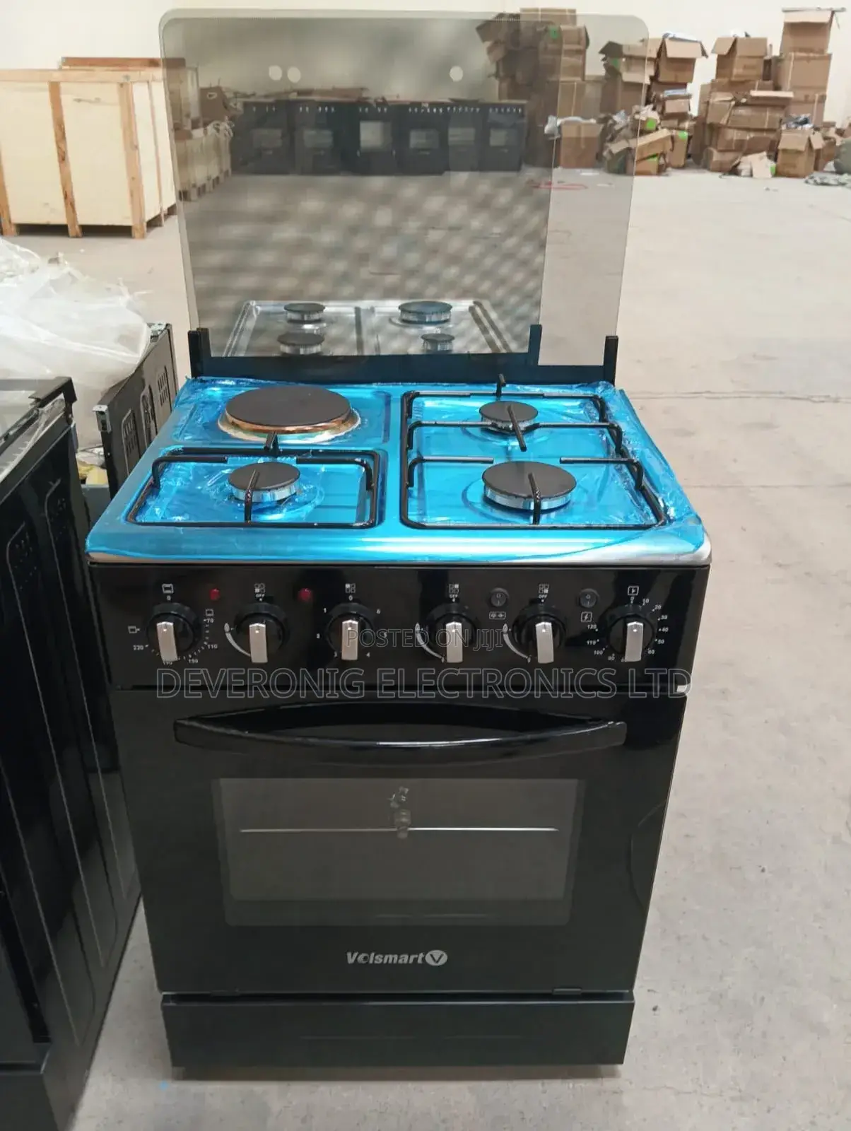 Black 60*60 Volsmart Jet 3+1 Standing Cooker With Electric Oven