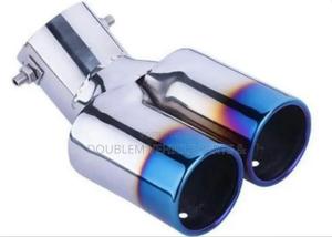Muffler Tail Pipe Double/Twin Silver Blue/Rainbow Universal Durable