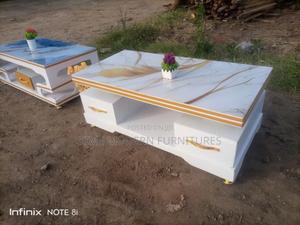 Coffee Table Gold White 2 Drawers Marble Top Gold - thumbnail 2