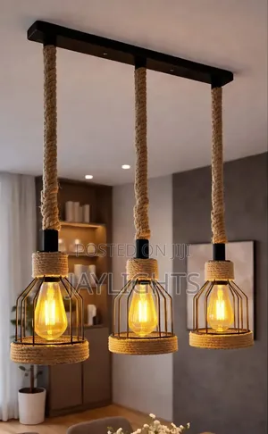 Decorative Hanging Droplight Glass Hemp Rope Pendant Lights