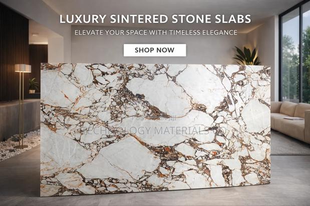 Luxury White & Gold Sintered Stone Slab | Perfect For Modern Interiors - main view