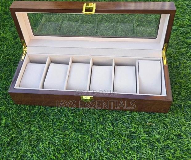6 Slot Wooden Watch Organizer Valentines Gift