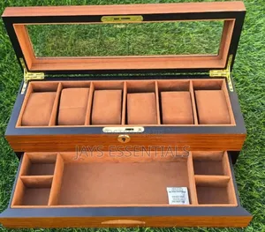 Double Layer Wooden Watch Organizer Valentines Gift